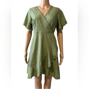 Green Polka Dot Wrap Dress